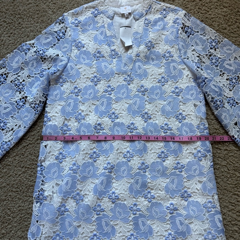 NWT J.Marie Maggie Floral Lace Shift Dress Sz XS Blue White - Picture 10 of 13